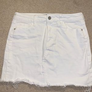 CELEBRITY PINK distressed white denim skirt